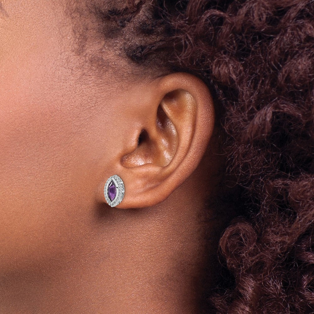 14K Weißgold Ohrstecker mit Amethyst im Marquise-Schliff