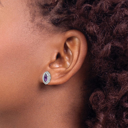 14K Weißgold Ohrstecker mit Amethyst im Marquise-Schliff