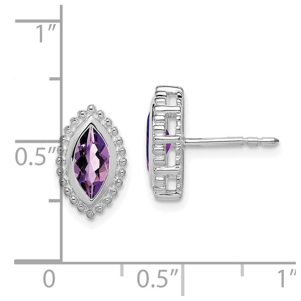 14K Weißgold Ohrstecker mit Amethyst im Marquise-Schliff
