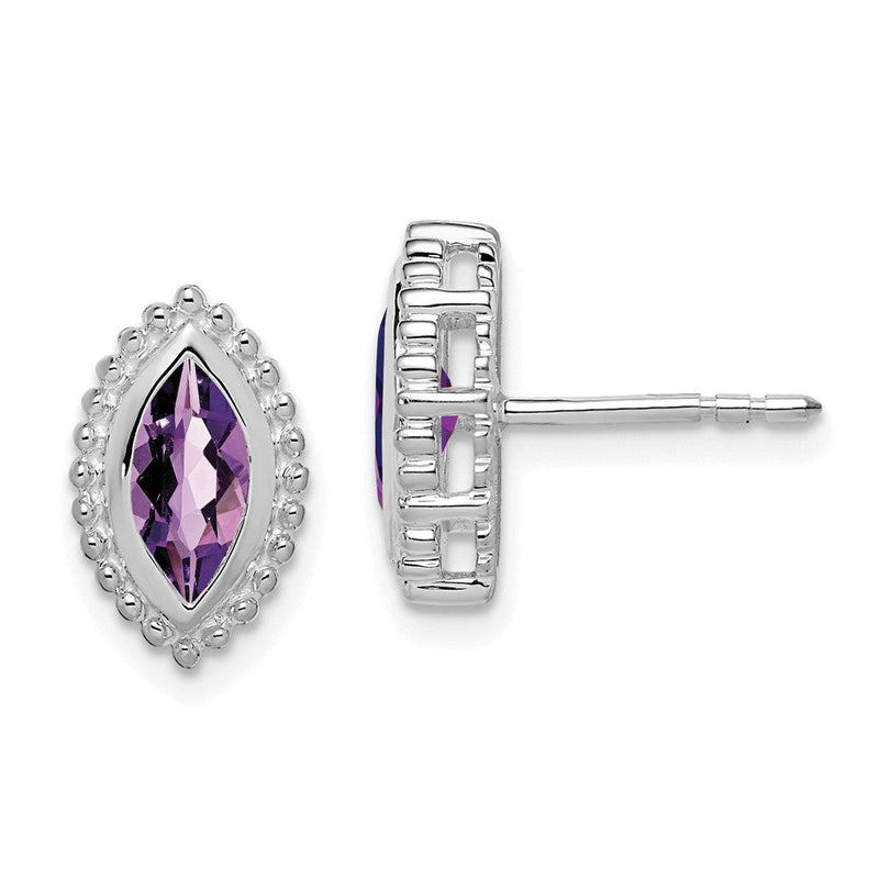 14K Weißgold Ohrstecker mit Amethyst im Marquise-Schliff