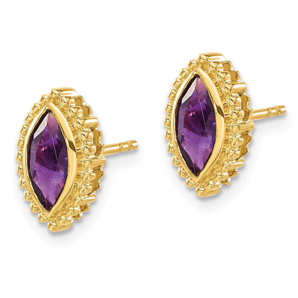 14K Gelbgold Ohrstecker mit Amethyst im Marquise-Schliff