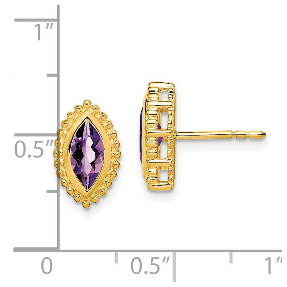 14K Gelbgold Ohrstecker mit Amethyst im Marquise-Schliff