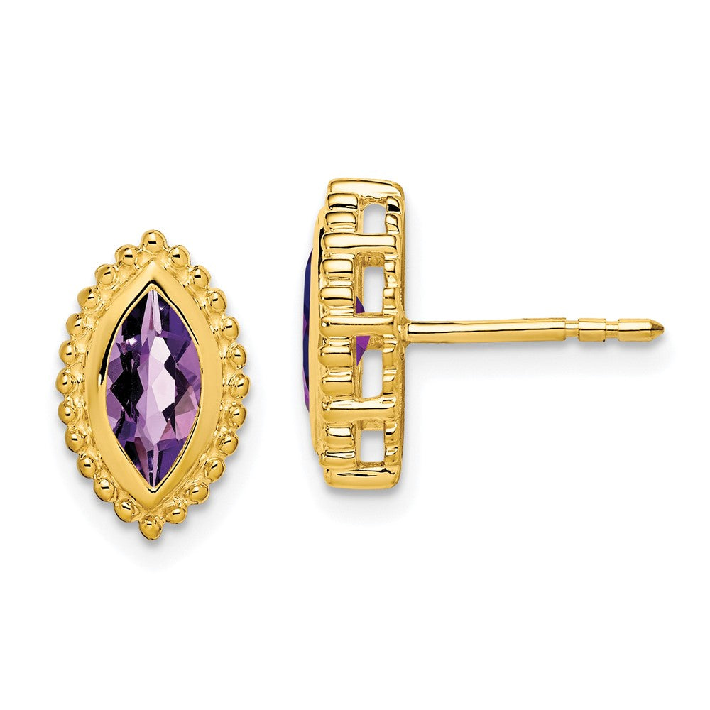 14K Gelbgold Ohrstecker mit Amethyst im Marquise-Schliff