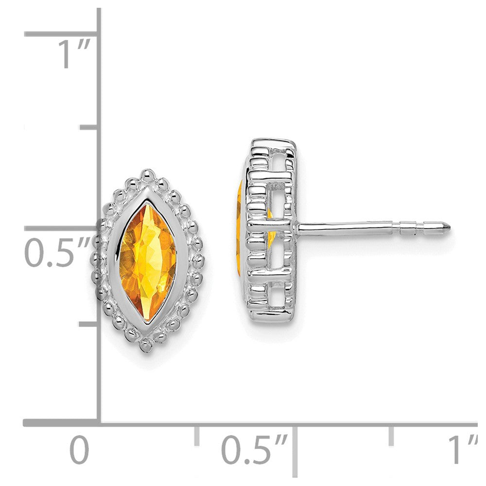 14K Weißgold Citrin-Marquise-Ohrstecker
