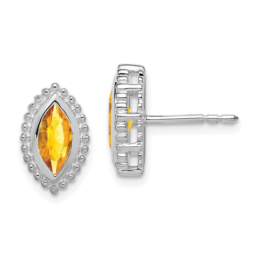 14K Weißgold Citrin-Marquise-Ohrstecker
