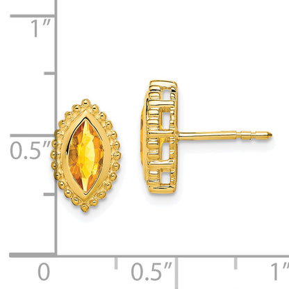 14K Gelbgold Ohrstecker mit Citrin im Marquise-Schliff