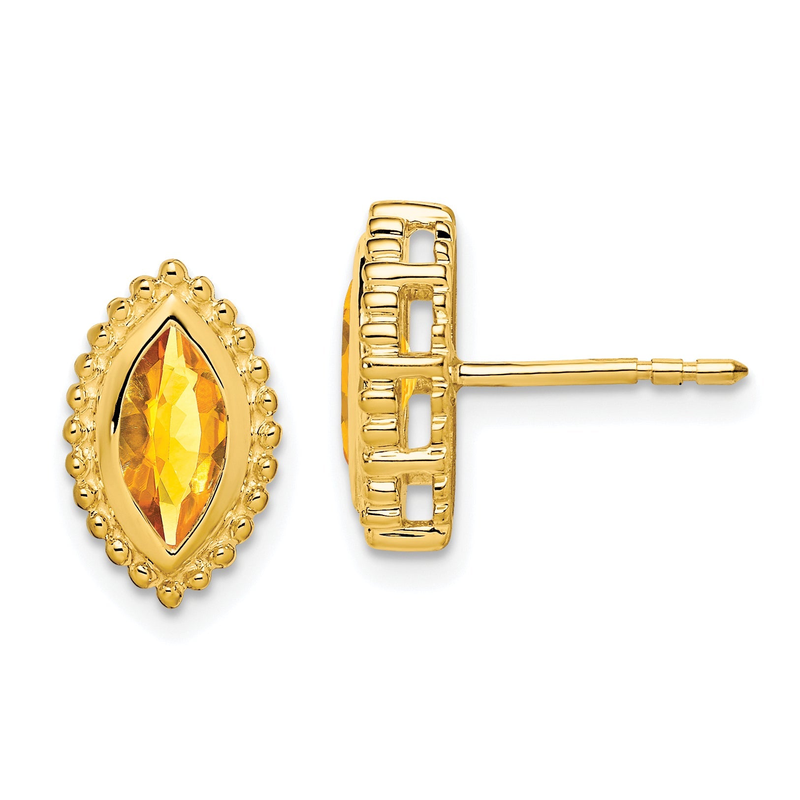 14K Gelbgold Ohrstecker mit Citrin im Marquise-Schliff