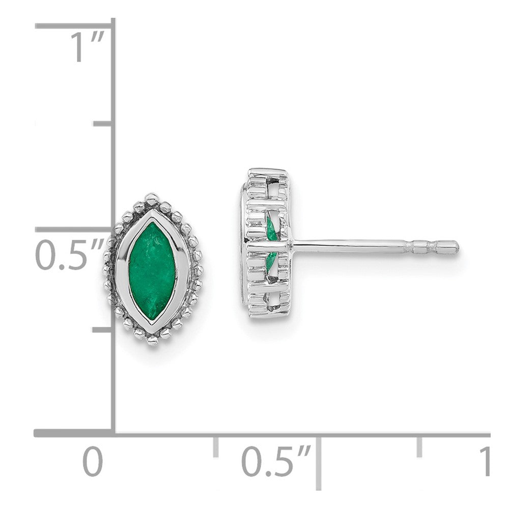 14K Weißgold Ohrstecker mit Smaragd im Marquise-Schliff