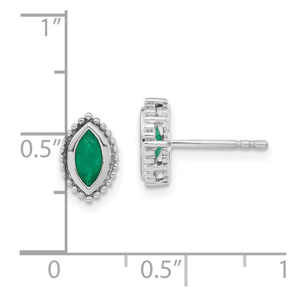 14K Weißgold Ohrstecker mit Smaragd im Marquise-Schliff