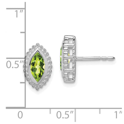 14K Weißgold Ohrstecker mit Peridot im Marquise-Schliff