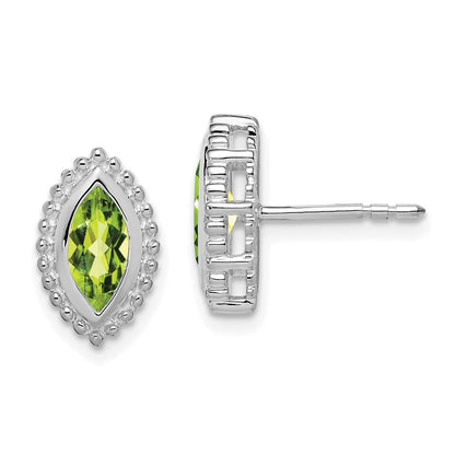 14K Weißgold Ohrstecker mit Peridot im Marquise-Schliff