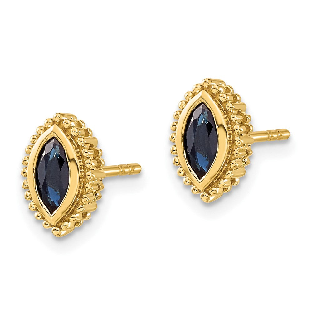 14K Gelbgold Ohrstecker mit Saphir im Marquise-Schliff