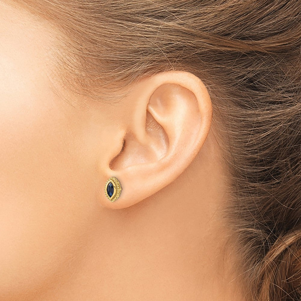 14K Gelbgold Ohrstecker mit Saphir im Marquise-Schliff