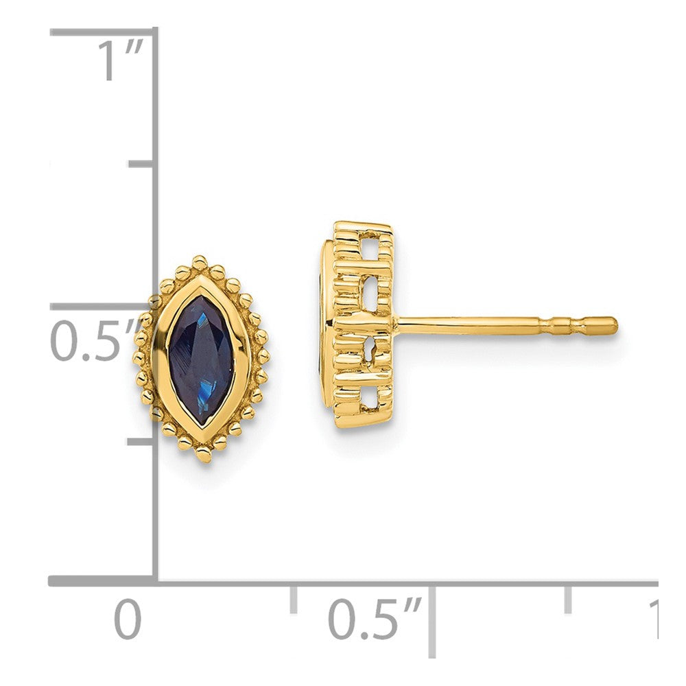 14K Gelbgold Ohrstecker mit Saphir im Marquise-Schliff
