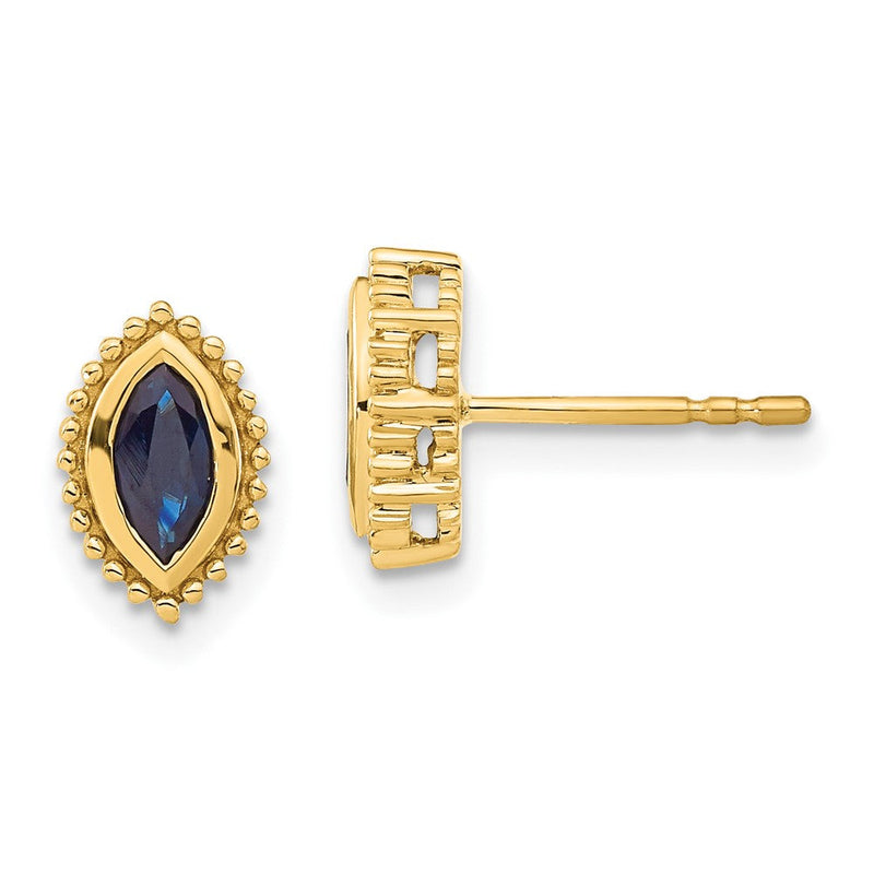 14K Gelbgold Ohrstecker mit Saphir im Marquise-Schliff