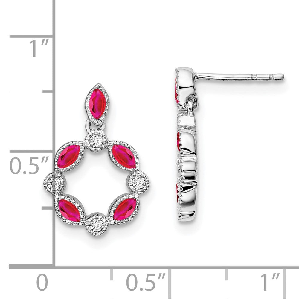 14K Weißgold Rubin- und Echtdiamant-Ohrhänger