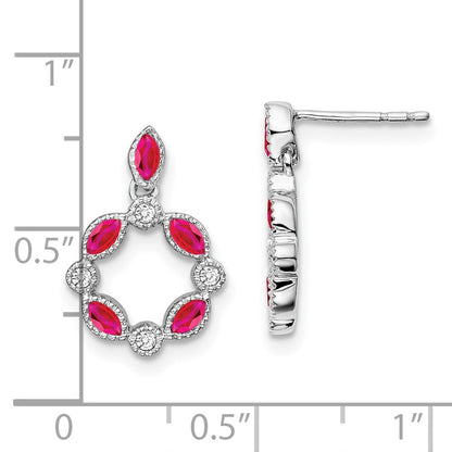 14K Weißgold Rubin- und Echtdiamant-Ohrhänger