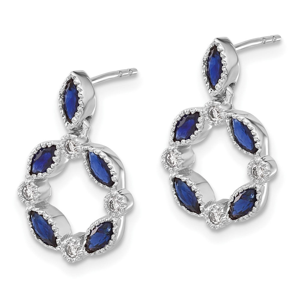 14K Weißgold Saphir- und Diamant-Ohrhänger