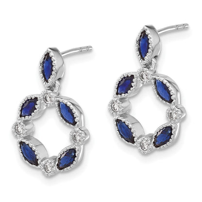 14K Weißgold Saphir- und Diamant-Ohrhänger