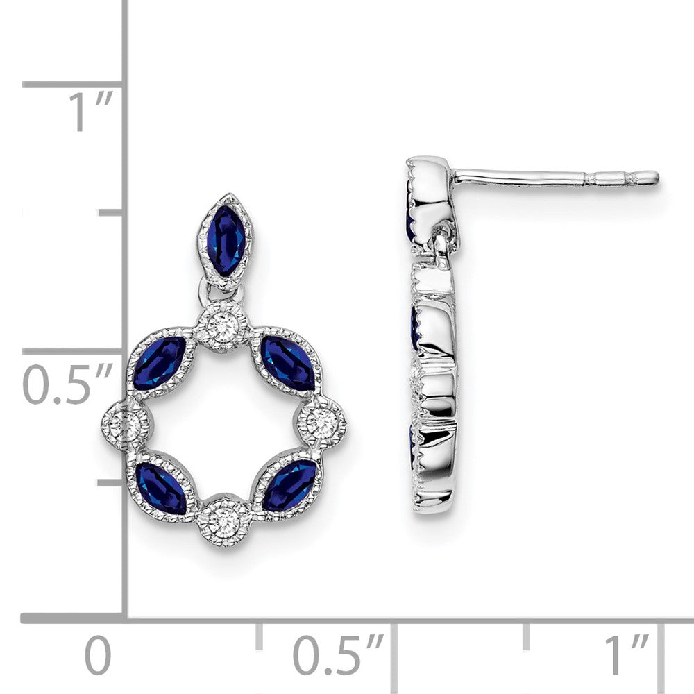 14K Weißgold Saphir- und Diamant-Ohrhänger