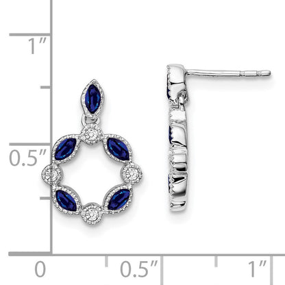 14K Weißgold Saphir- und Diamant-Ohrhänger