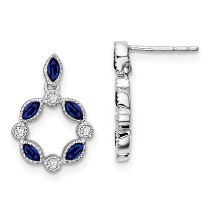 14K Weißgold Saphir- und Diamant-Ohrhänger