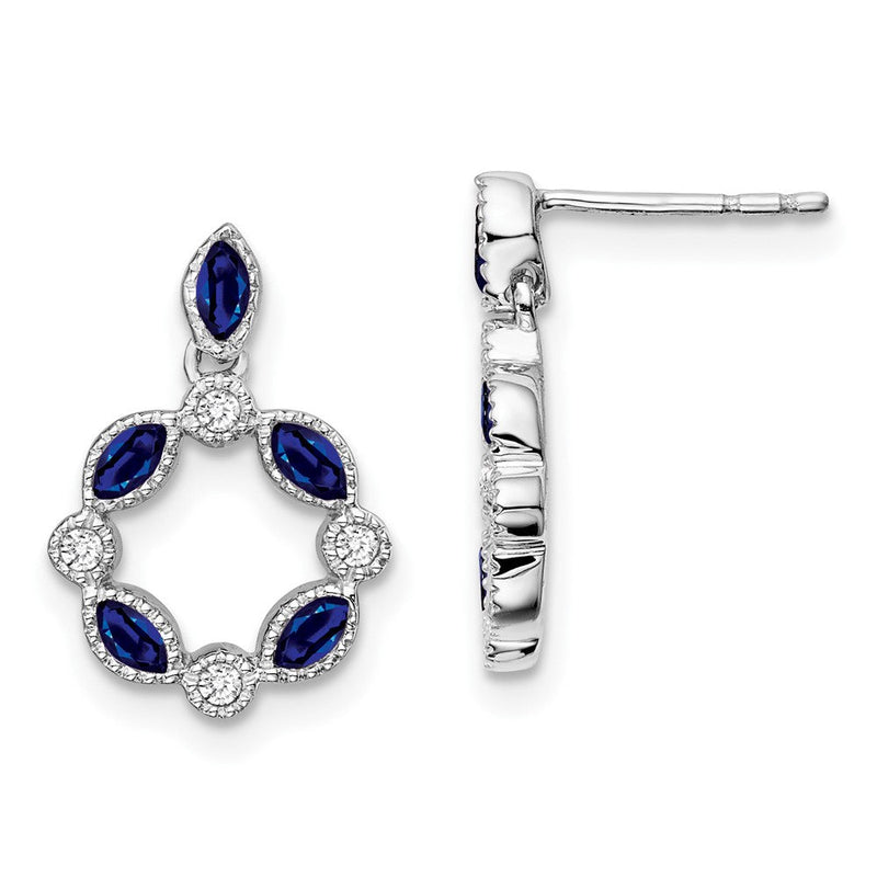 14K Weißgold Saphir- und Diamant-Ohrhänger