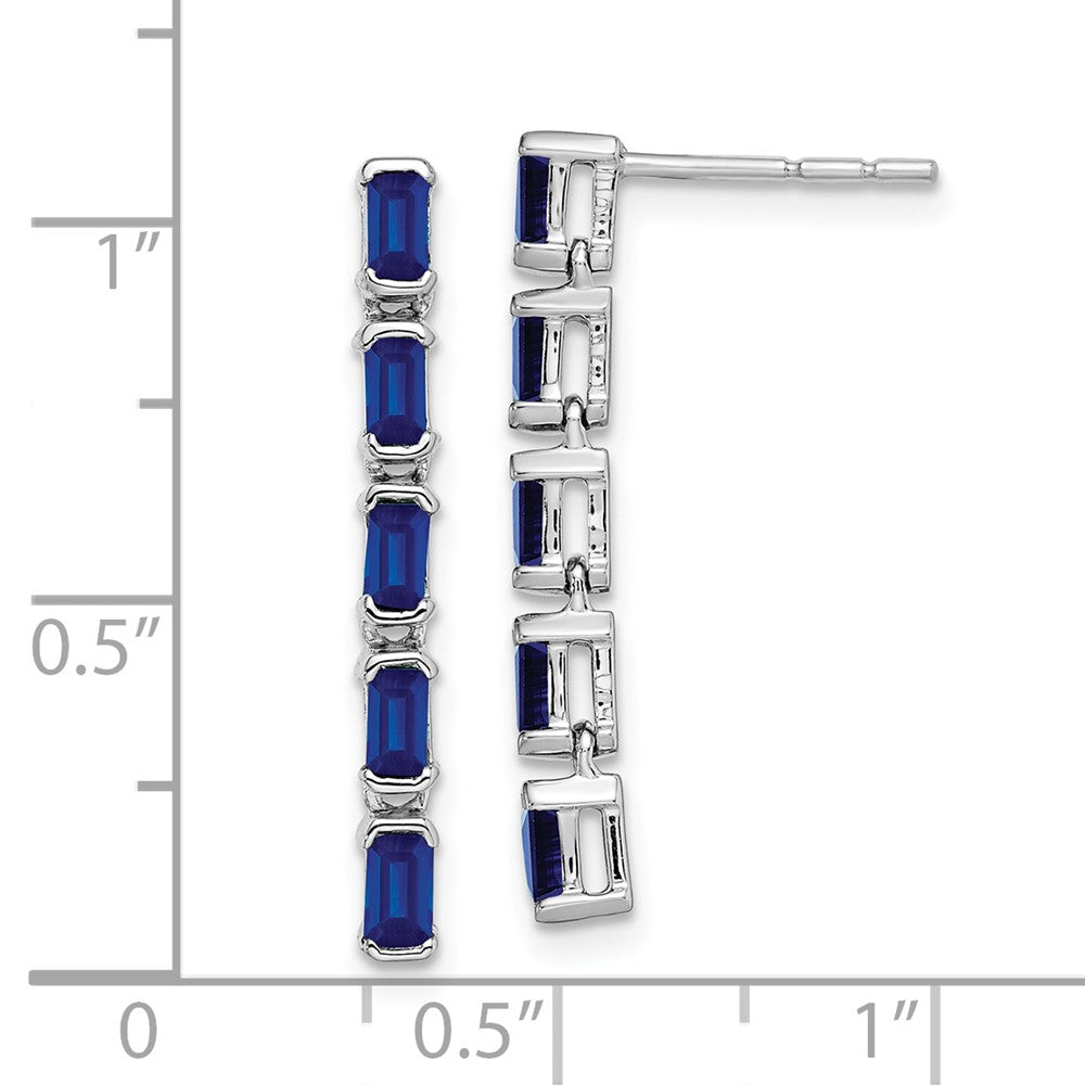 Massiv 14K Weißgold Synthetisch Saphir 5-stone Ohrhänger