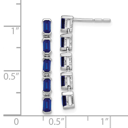 Massiv 14K Weißgold Synthetisch Saphir 5-stone Ohrhänger