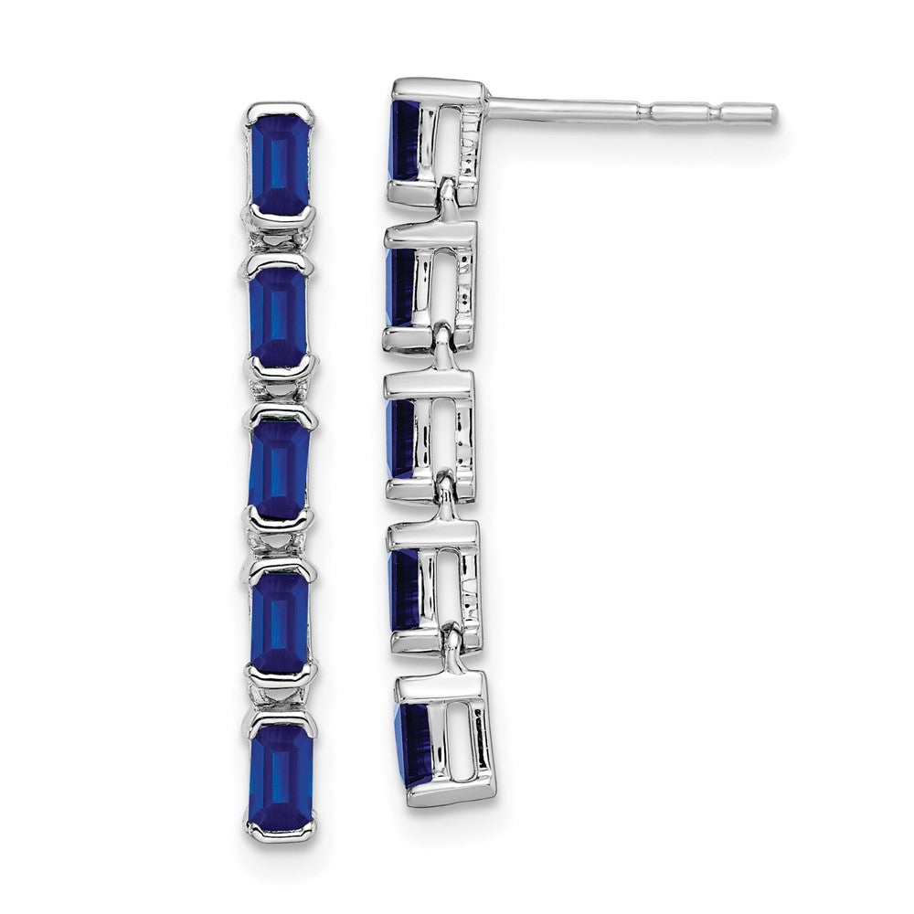 Massiv 14K Weißgold Synthetisch Saphir 5-stone Ohrhänger