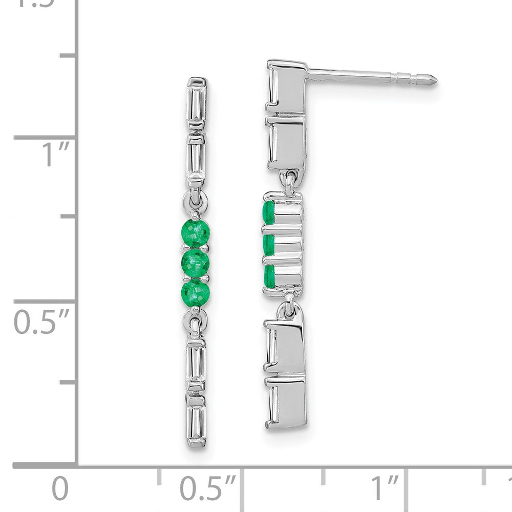 14K Weißgold Ohrhänger mit Smaragd und echten Diamanten