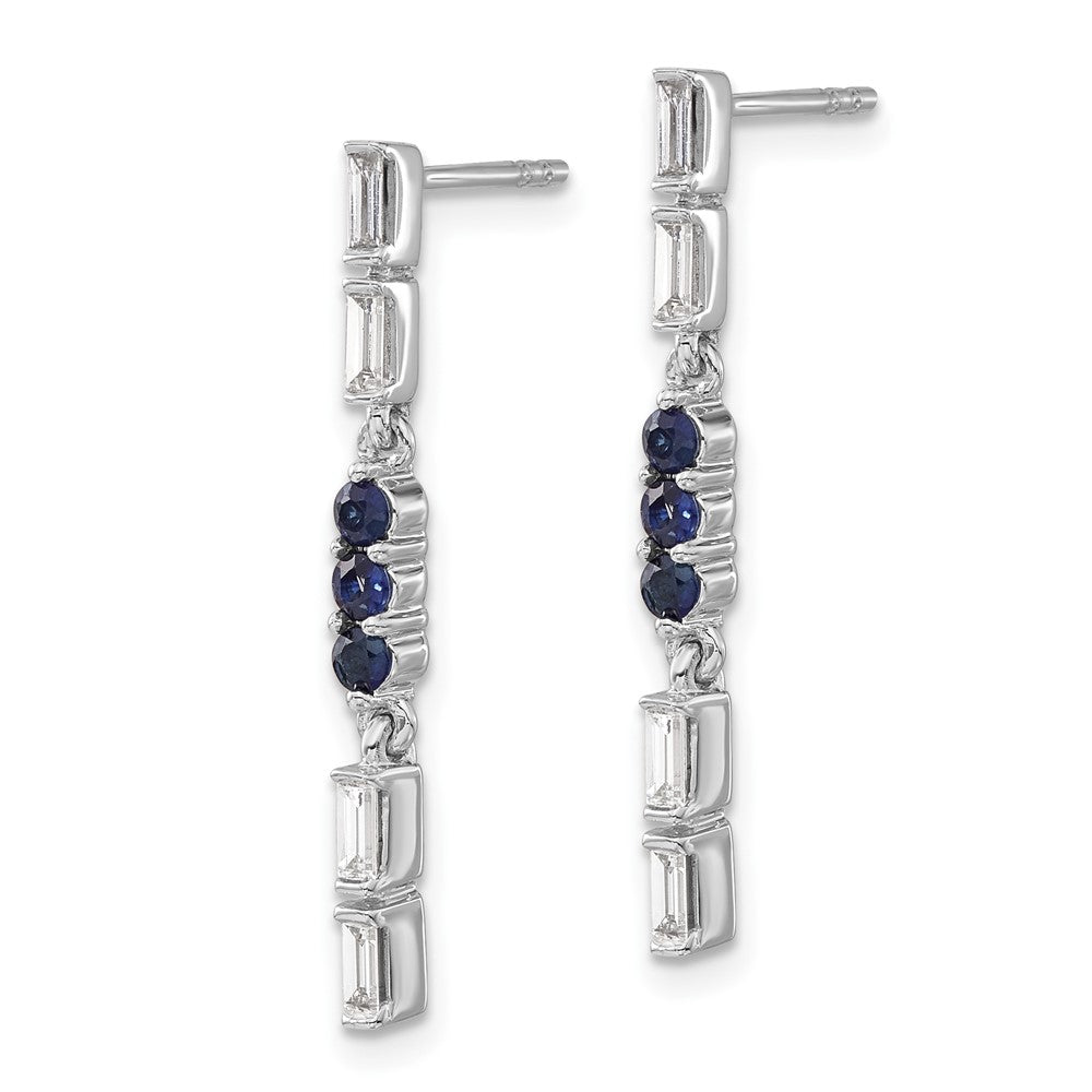 14K Weißgold Ohrhänger mit Saphir und echten Diamanten