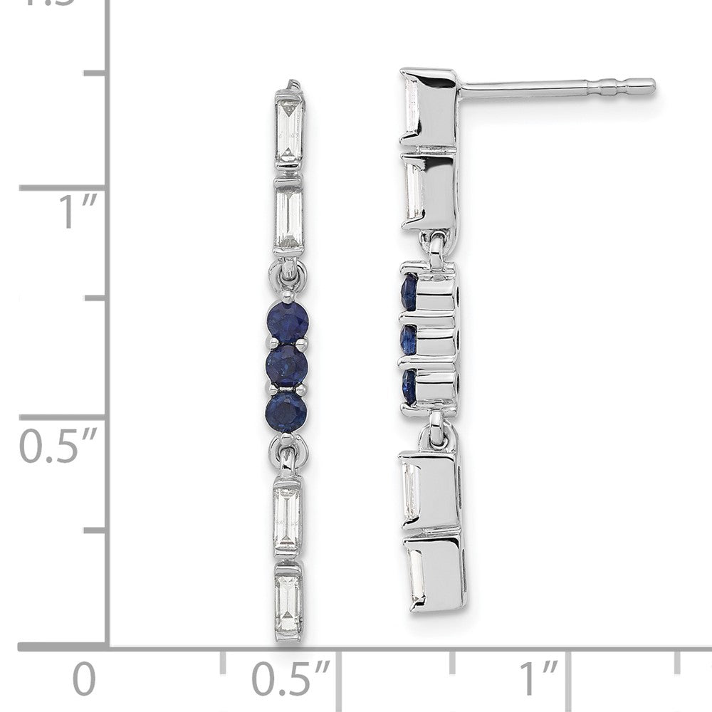 14K Weißgold Ohrhänger mit Saphir und echten Diamanten