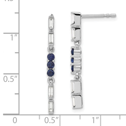 14K Weißgold Ohrhänger mit Saphir und echten Diamanten