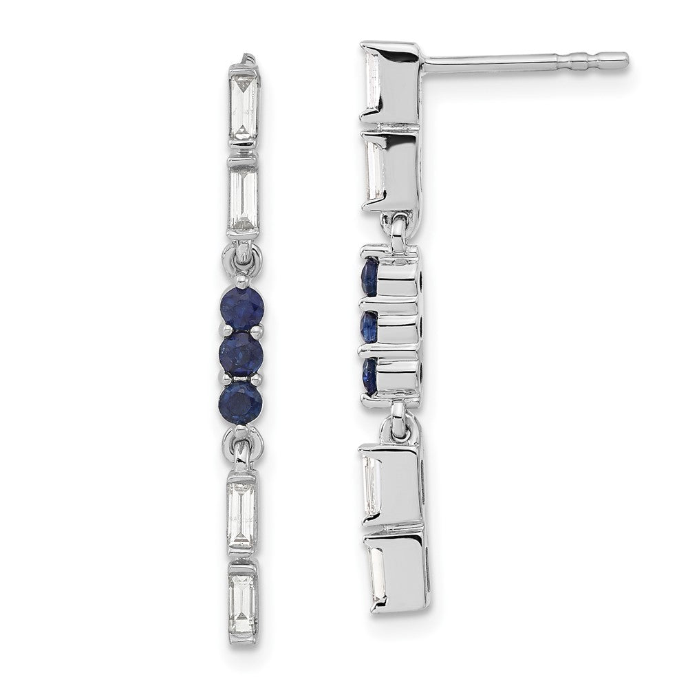14K Weißgold Ohrhänger mit Saphir und echten Diamanten