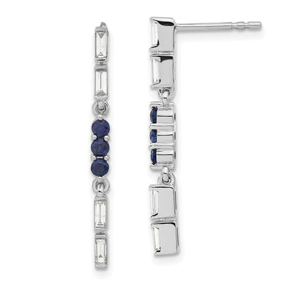 14K Weißgold Ohrhänger mit Saphir und echten Diamanten