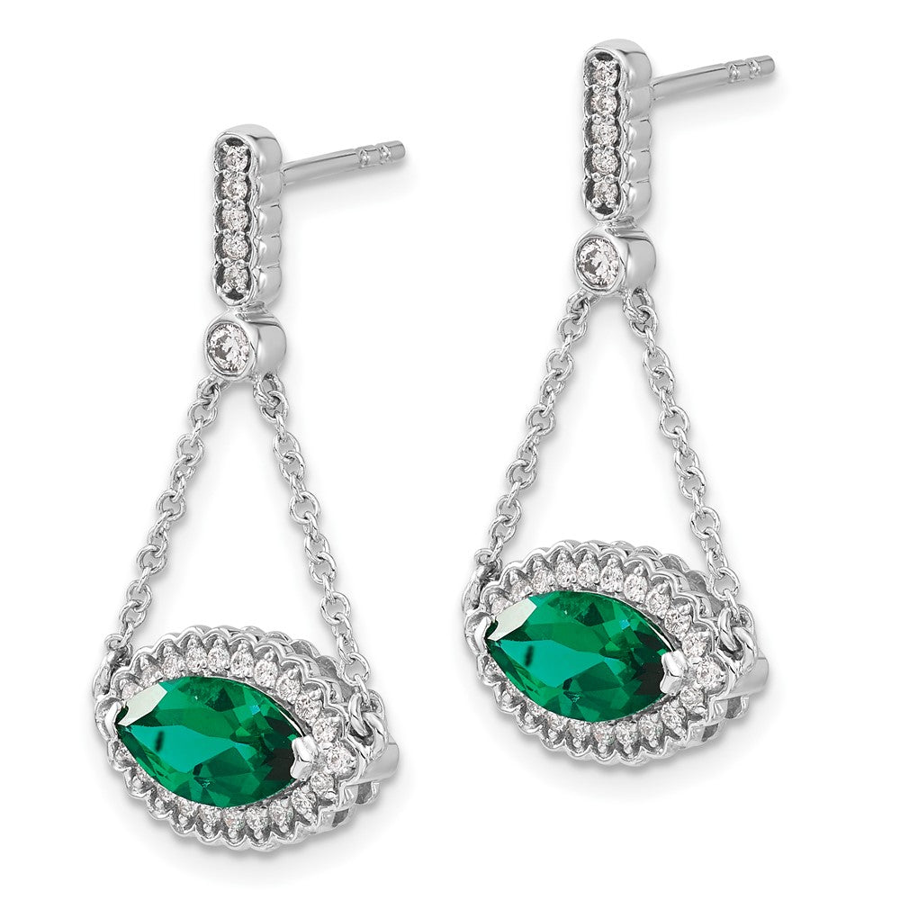 14K Weißgold Ohrringe mit Marquise-Diamant (synthetisch) und echten Diamanten
