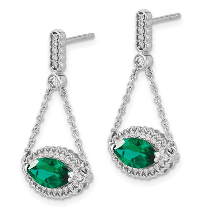 14K Weißgold Ohrringe mit Marquise-Diamant (synthetisch) und echten Diamanten