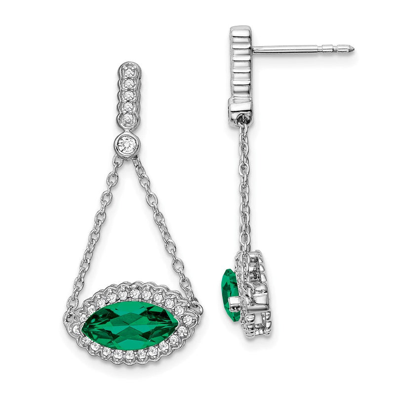 14K Weißgold Ohrringe mit Marquise-Diamant (synthetisch) und echten Diamanten