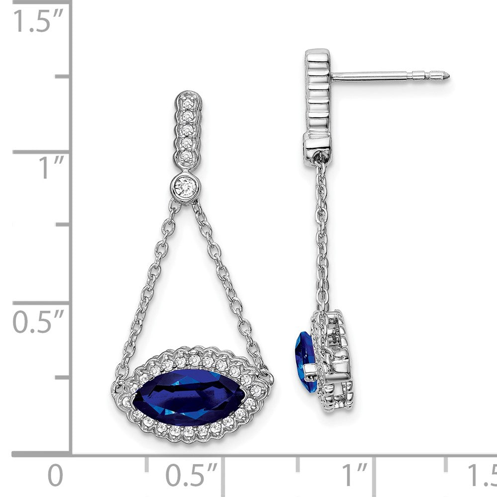 14K Weißgold Ohrringe mit Marquise-Saphir (synthetisch) und echten Diamanten