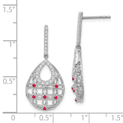 14K Weißgold Rubin- und Echtdiamant-Ohrhänger