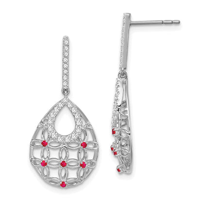 14K Weißgold Rubin- und Echtdiamant-Ohrhänger