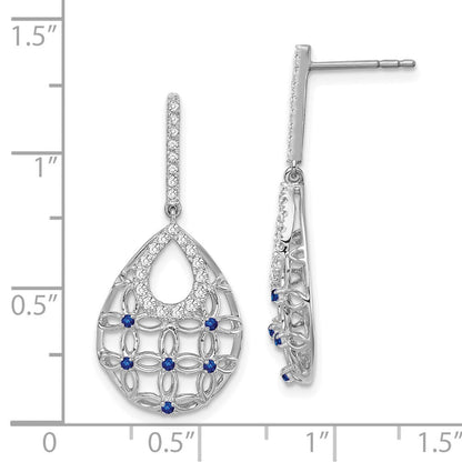 14K Weißgold Ohrhänger mit Saphir und echtem Diamant