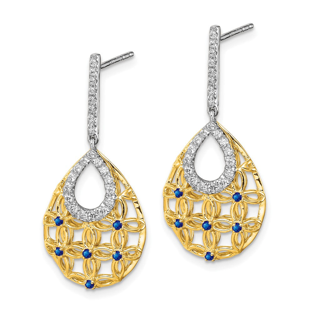 14K Gelbgold Saphir- und Echtdiamant-Ohrhänger