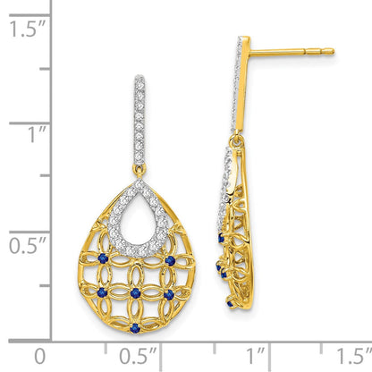 14K Gelbgold Saphir- und Echtdiamant-Ohrhänger