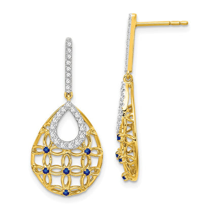 14K Gelbgold Saphir- und Echtdiamant-Ohrhänger