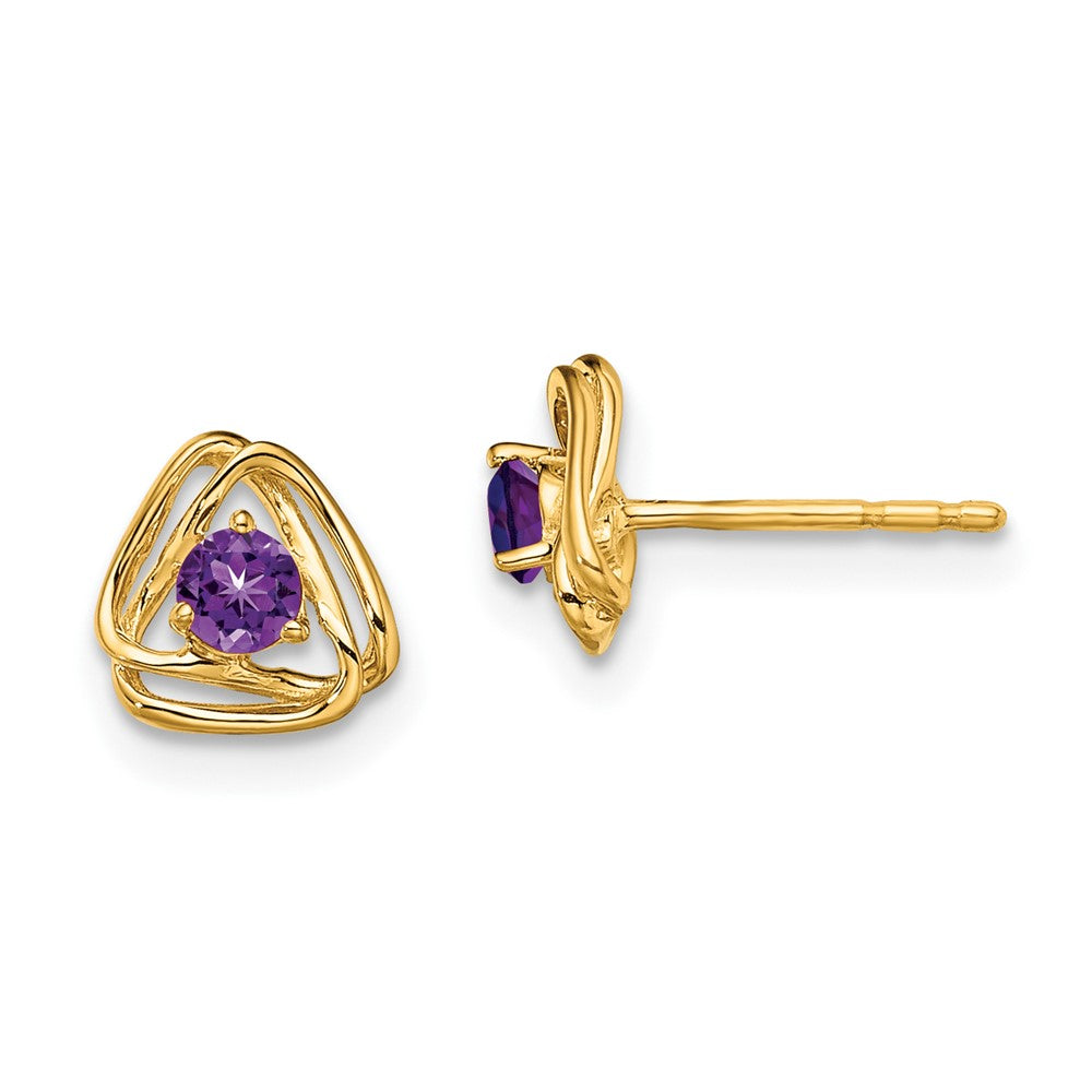 14K Gelbgold Amethyst-Ohrstecker