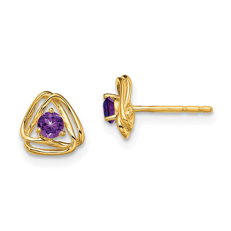 14K Gelbgold Amethyst-Ohrstecker