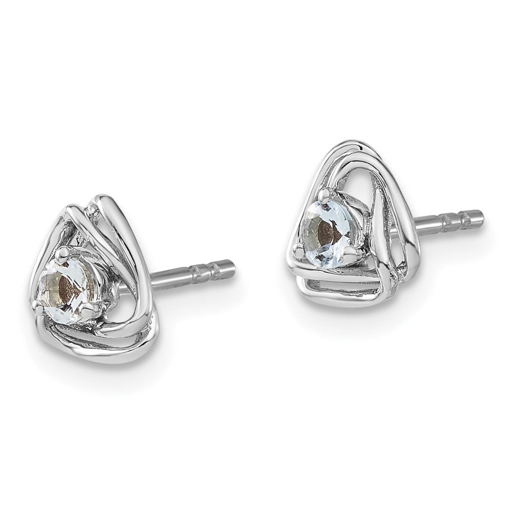 14K Weißgold Aquamarin-Ohrstecker