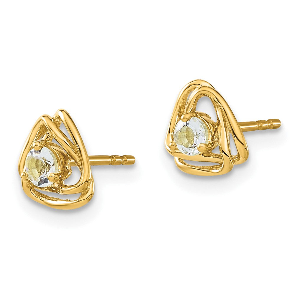 14K Gelbgold Aquamarin-Ohrstecker
